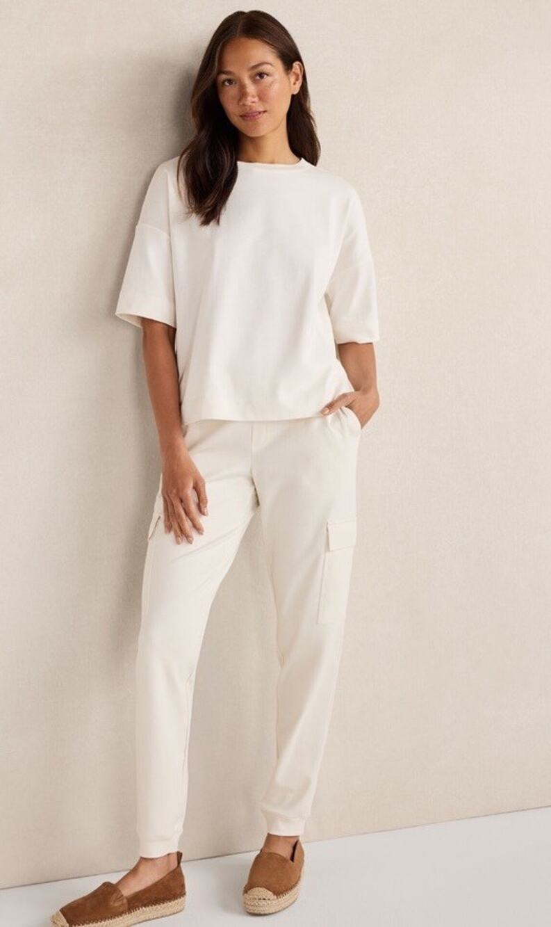 NWT Haven Well Within Cozy White Pants Cargo Jogger NEW 100% Tencel XL